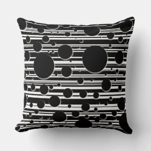 Coussin Points et rayures noirs et blancs