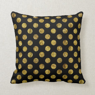 Coussin Points fascinants et noirs d'or chic