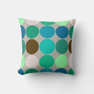 Coussin Points géants du milieu du siècle, turquoise et gr