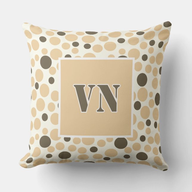 Coussin points jaune gris sur fond blanc (Recto)