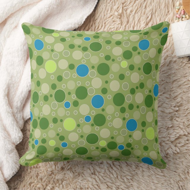 Coussin points multicolores rétro vert (Couverture)