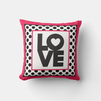 Coussin Points noirs d'amour rose