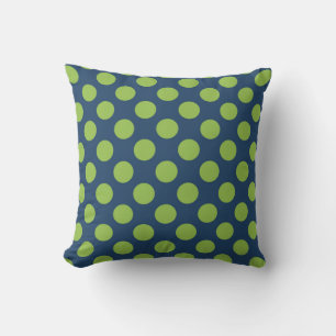 Coussin Points noirs verts sur fond bleu marine