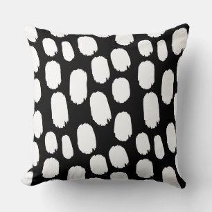 Coussin Points peints en gras - Blanc sur noir