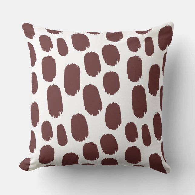 Coussin Points peints en gras - Brown sur blanc (Recto)