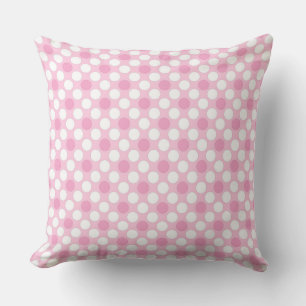 Coussin Points polka blanc rose rétro