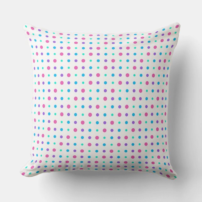 Coussin points roses bleus et violets (Recto)