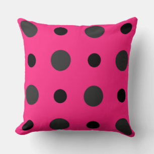 Coussin Points roses chauds, noirs et gris