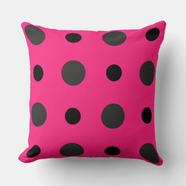 Coussin Points roses chauds, noirs et gris (Recto)