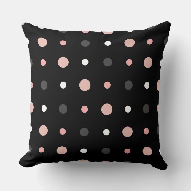 Coussin Points roses, gris et noirs (Recto)