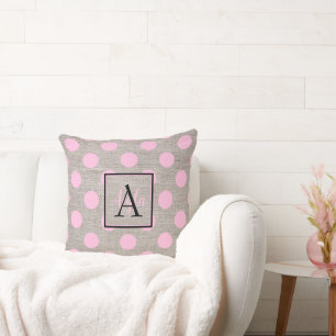 Coussin Points roses vintages sur le monogramme de toile B