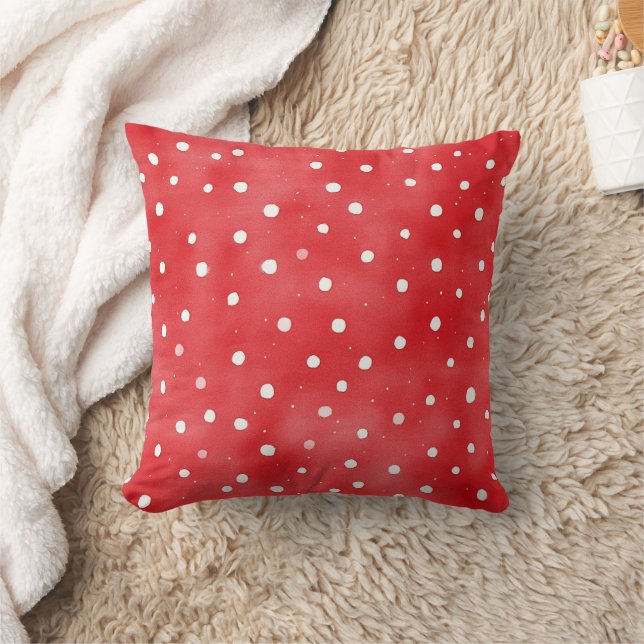 Coussin Points Rouges Blancs Fraises Rubans Verts (Couverture)