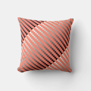 Coussin Points satinés - corail et étain