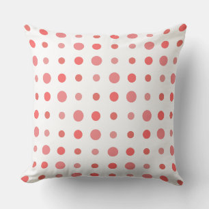 Coussin Points saumons et roses sur blanc