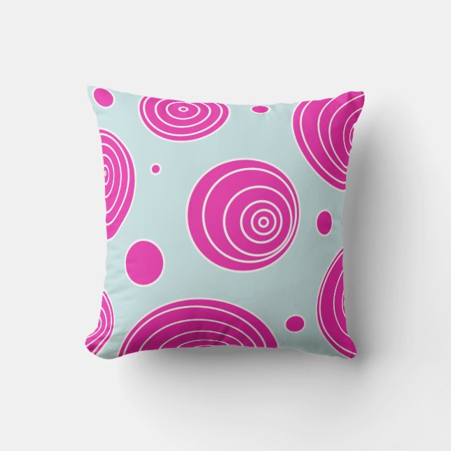 Coussin Points tourbillonnants et rayures dans bleu-clair (Recto)