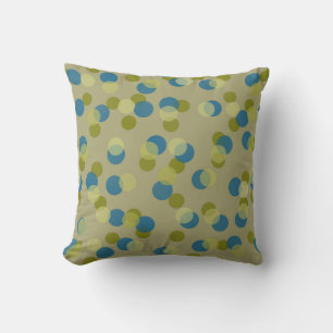 Coussin points verts, bleus et jaunes