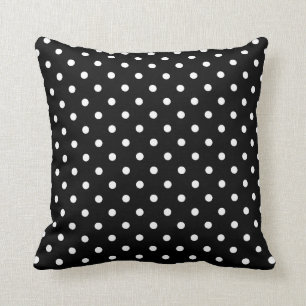 Coussin Pois blanc moyen sur le noir