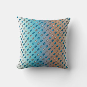 Coussin Pois Bleu & Argent sur Bleu & Orange