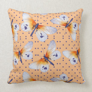 Coussin Pois Bleus Et Papillons