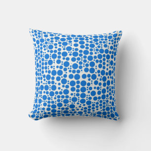 Coussin Pois bleus sur Arrière - plan blanc