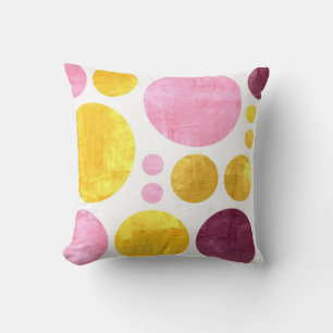 Coussin Pois Brown rose Jaune Abstrait Peinture