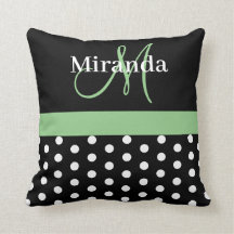 Pois de script de monogramme noir blanc vert