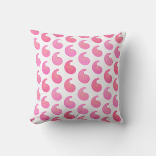 Coussin Pois menthe rose sur fond blanc