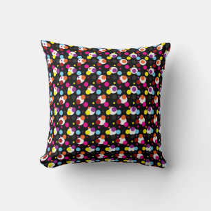 Coussin Pois multicolores sur noir