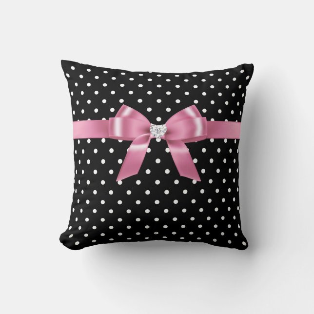 Coussin Pois-Noir rose glam (Recto)