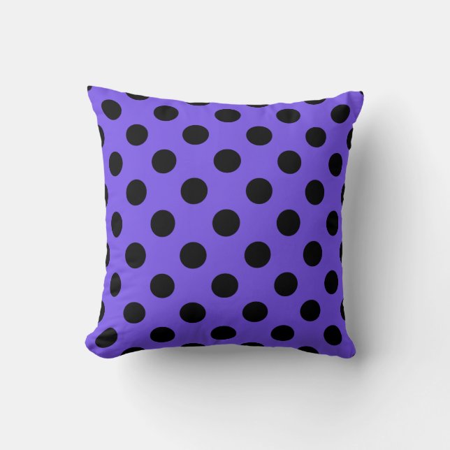 Coussin Pois noirs sur perwinkle (Recto)