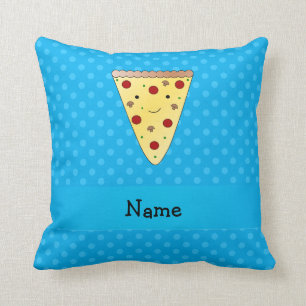 Coussin Pois nommé personnalisé de bleu de pizza