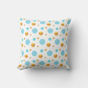 Coussin Pois or et turquoise
