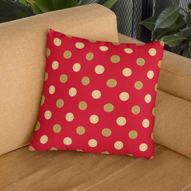 Coussin Pois Red & Gold Motif sans couture (Créateur téléchargé)