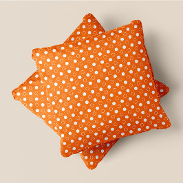 Coussin Pois rétro chic orange et blanc