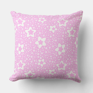 Coussin Pois rétro rose chaud avec motif floral