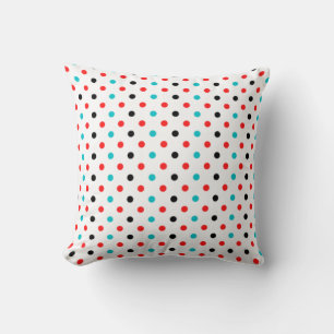 Coussin Pois Rouge Bleu Noir Pois Motif