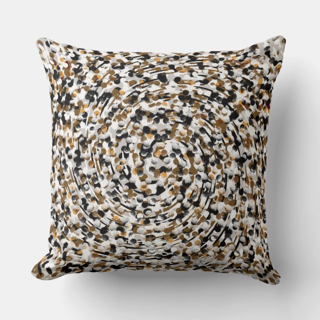 Coussin Pois spiraux moderne Abstrait noir Brown (Recto)