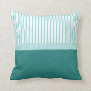 Coussin Pois turquoise de rayures bleues de turquoise