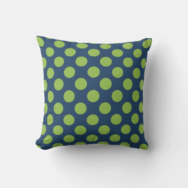 Coussin Pois verts de la Marine Blue Lime (Recto)