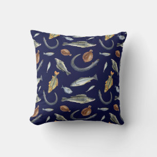 Coussin Poisson Amoureux Deux Designs Saumon anguille Perc