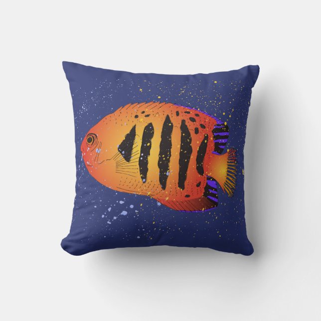 Coussin Poisson-ange Tropical Art plongeur plongeur plongé (Recto)