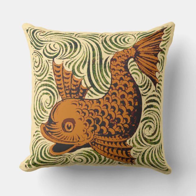 Coussin Poisson Antique Carrelage Ancien art (Recto)