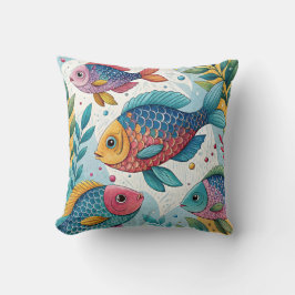 Coussin Poisson arc-en-ciel sous-marin