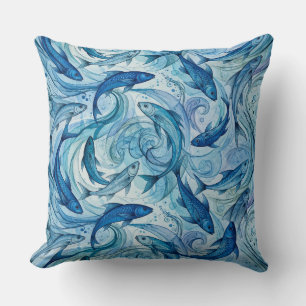 Coussin Poisson Bleu Mystique Flowing Harmony