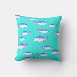 Coussin Poisson bleu turquoise