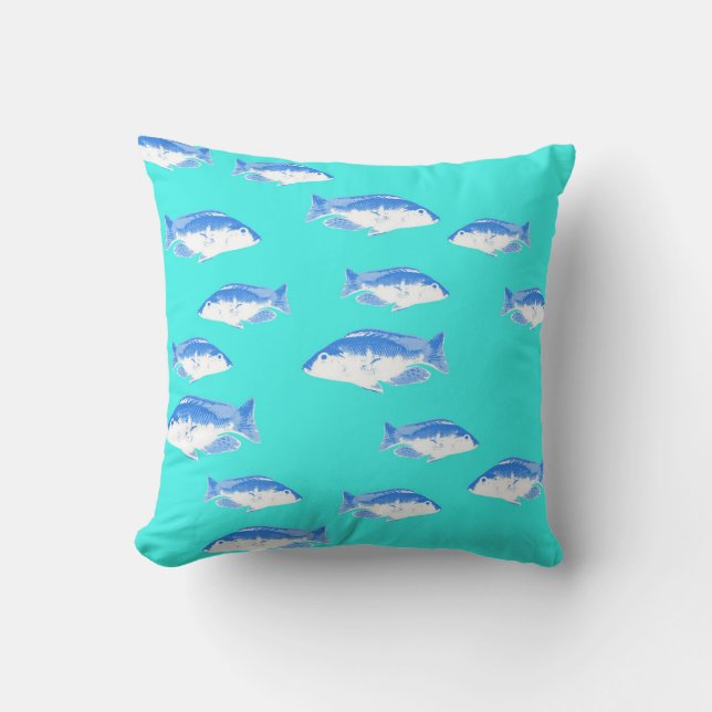 Coussin Poisson bleu turquoise (Recto)