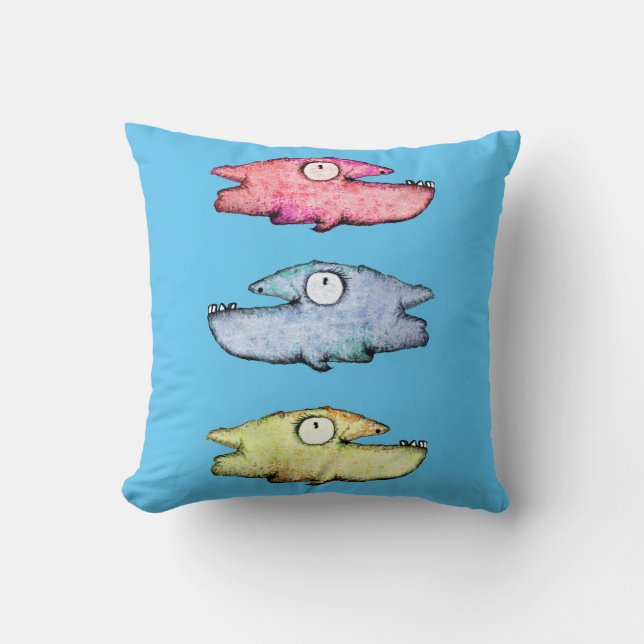 Coussin Poisson coloré nageant heureux (Recto)
