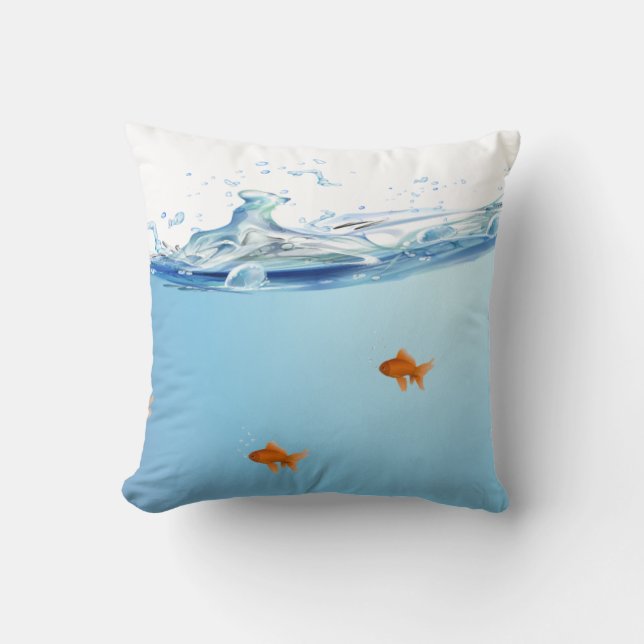 Coussin Poisson d'or sous aquarium (Recto)