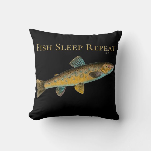 Coussin Poisson Dormir Répéter Pêcheurs homme caverne déco (Recto)