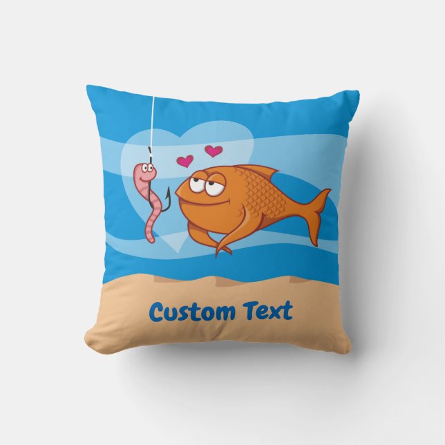Coussin Poisson et appât dans l'amour Jeu d'oreiller (Recto)